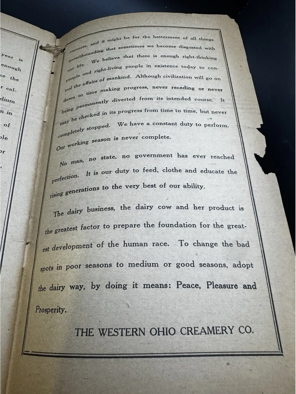 1920 Farmers Almanac Published By The Western Ohio Creamery Co Greenville OH